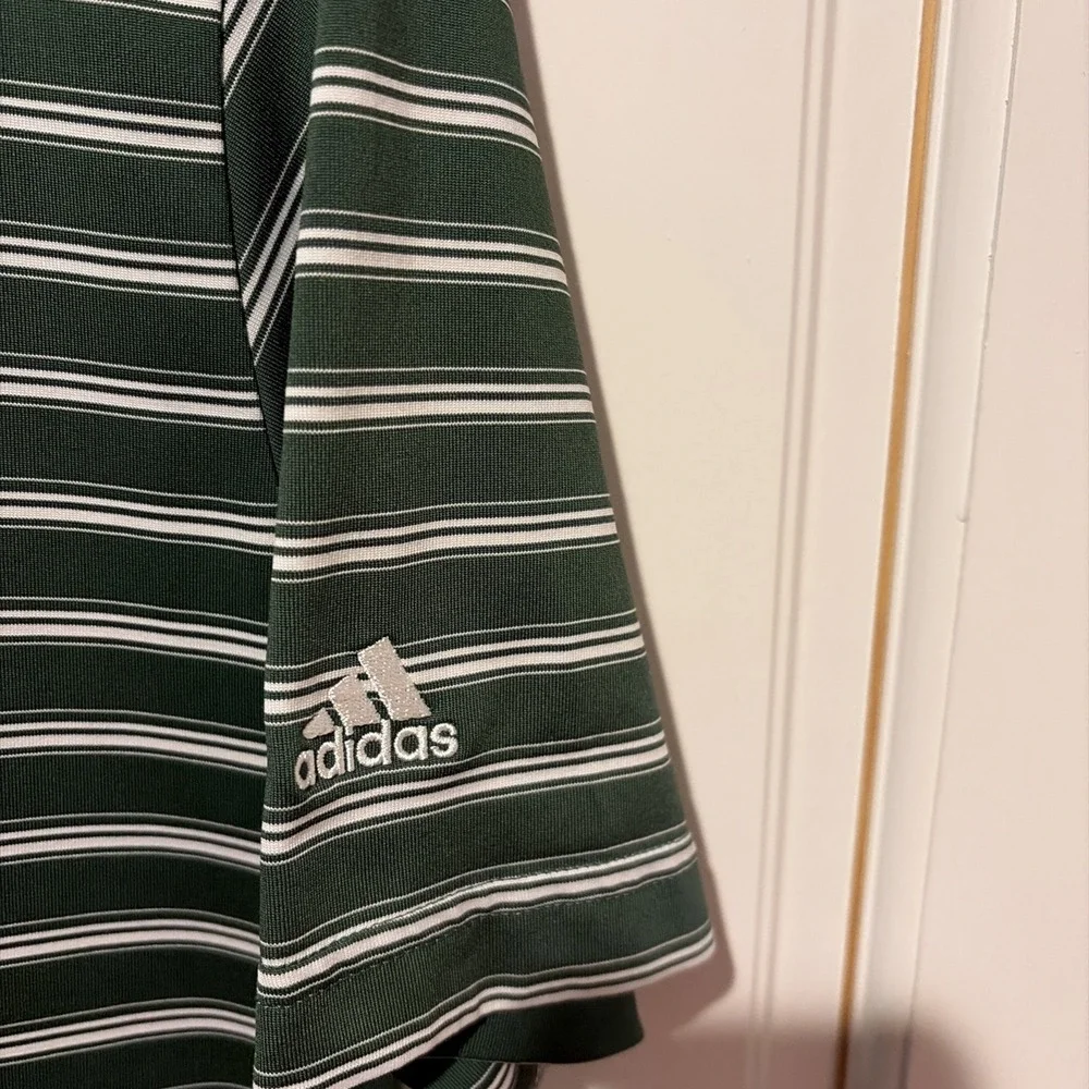 ADIDAS GOLF Green Polo Medium Climalite Three Stripes Polo With Club Logo
